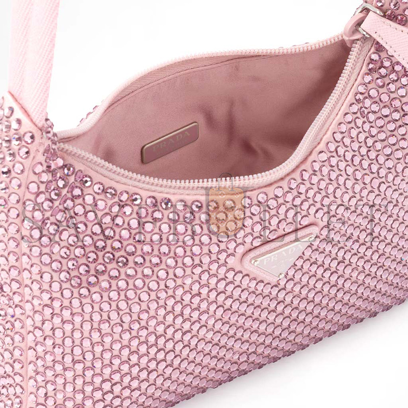 PRADA RE-EDITION SATIN MINI-BAG WITH CRYSTALS 1BC515 (22*17*6cm)